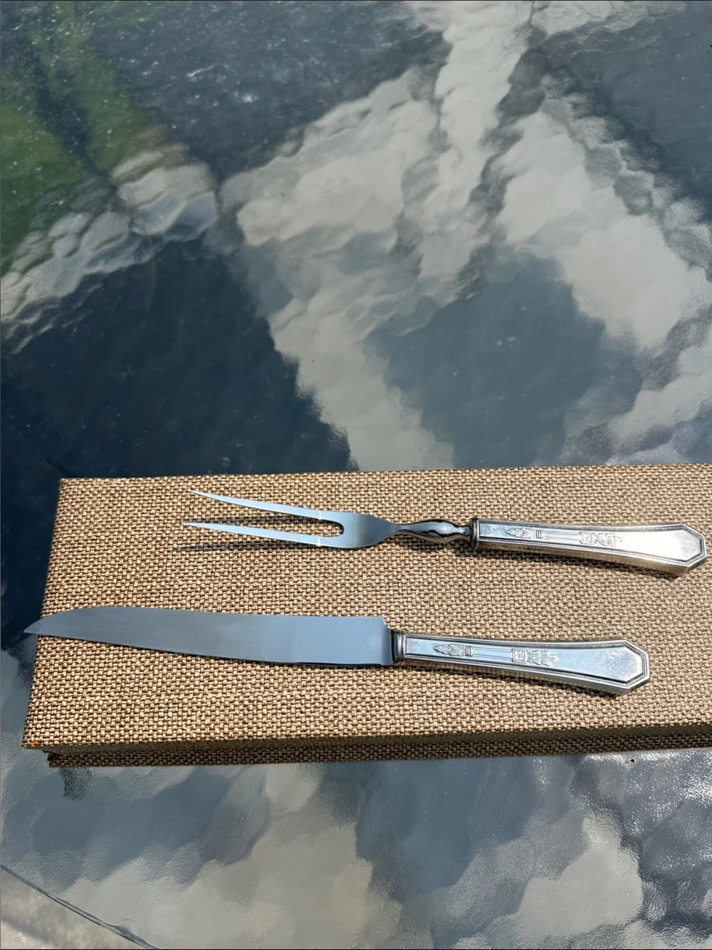 Classic Silver Carving Knife and Fork Set Mayfair  Wm. Rogers &Son